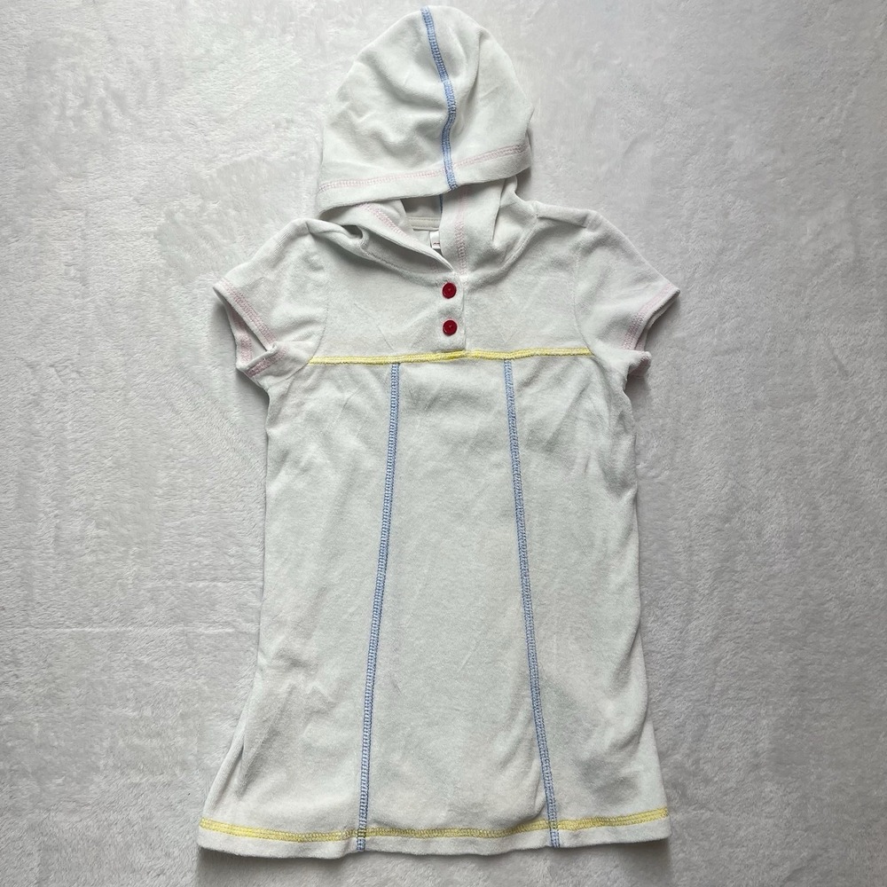 Hanna Andersson Terry Cloth Hooded Swim Cover Girls 90/ 3T White Pool Summer